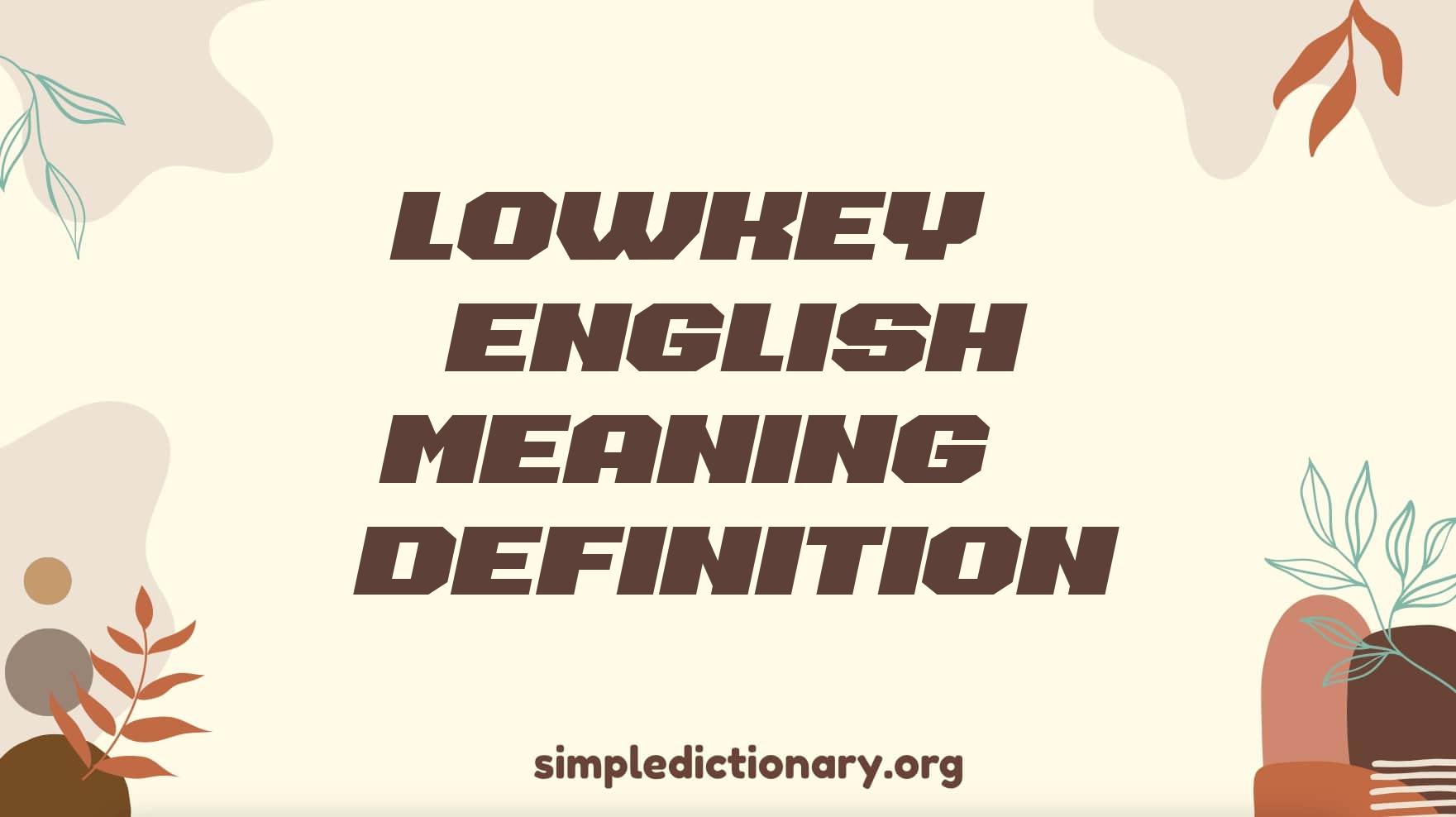 Lowkey | English Meaning & Definition